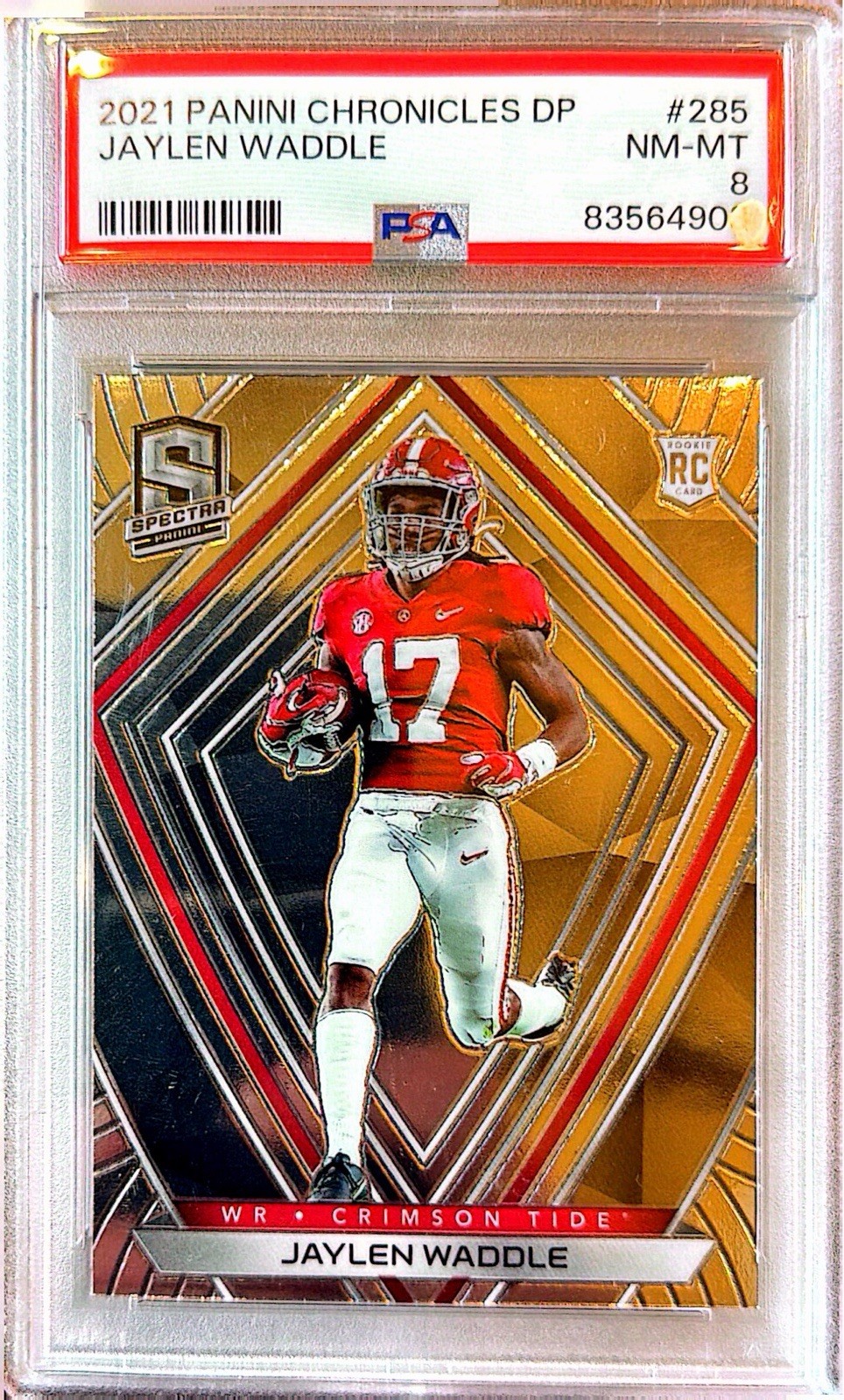 2021 Panini Chronicles Draft Picks Spectra Silver Jaylen Waddle RC #285 PSA 8