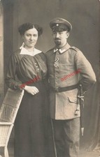 Foto cartolina soldato WW1 spalline 12 con baionetta EK-2 pioniere sassone