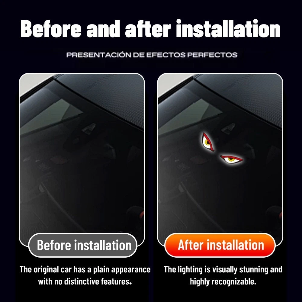 Solar Devil Eye LED car window light cars warning light with solar&USB Charging - Picture 9 of 17