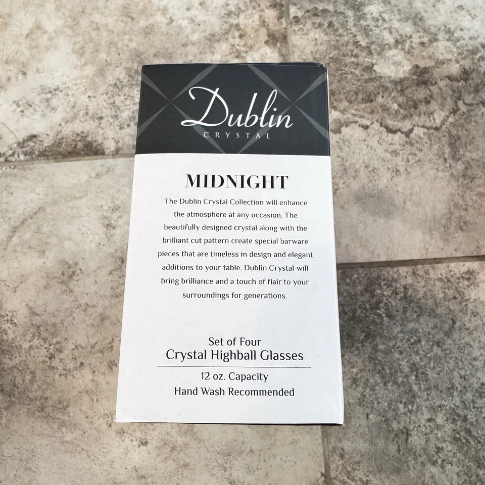 Godinger Silver Art Dublin Highballer Crystal Glass Cups Midnight Set of 4 - Image 4 of 4