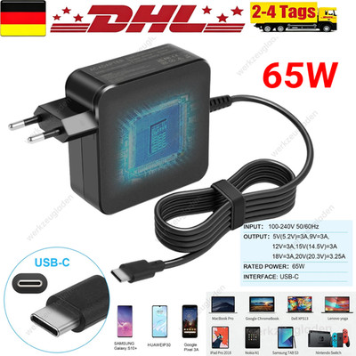 65W 20V USB Typ C USB-C Netzteil Ladegerät Für Lenovo ASUS Dell HP Laptop 3.25A
