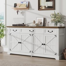 65"Large Sideboard Buffet Storage Cabinet with 3 Drawers for Kitchen Coffee Bar