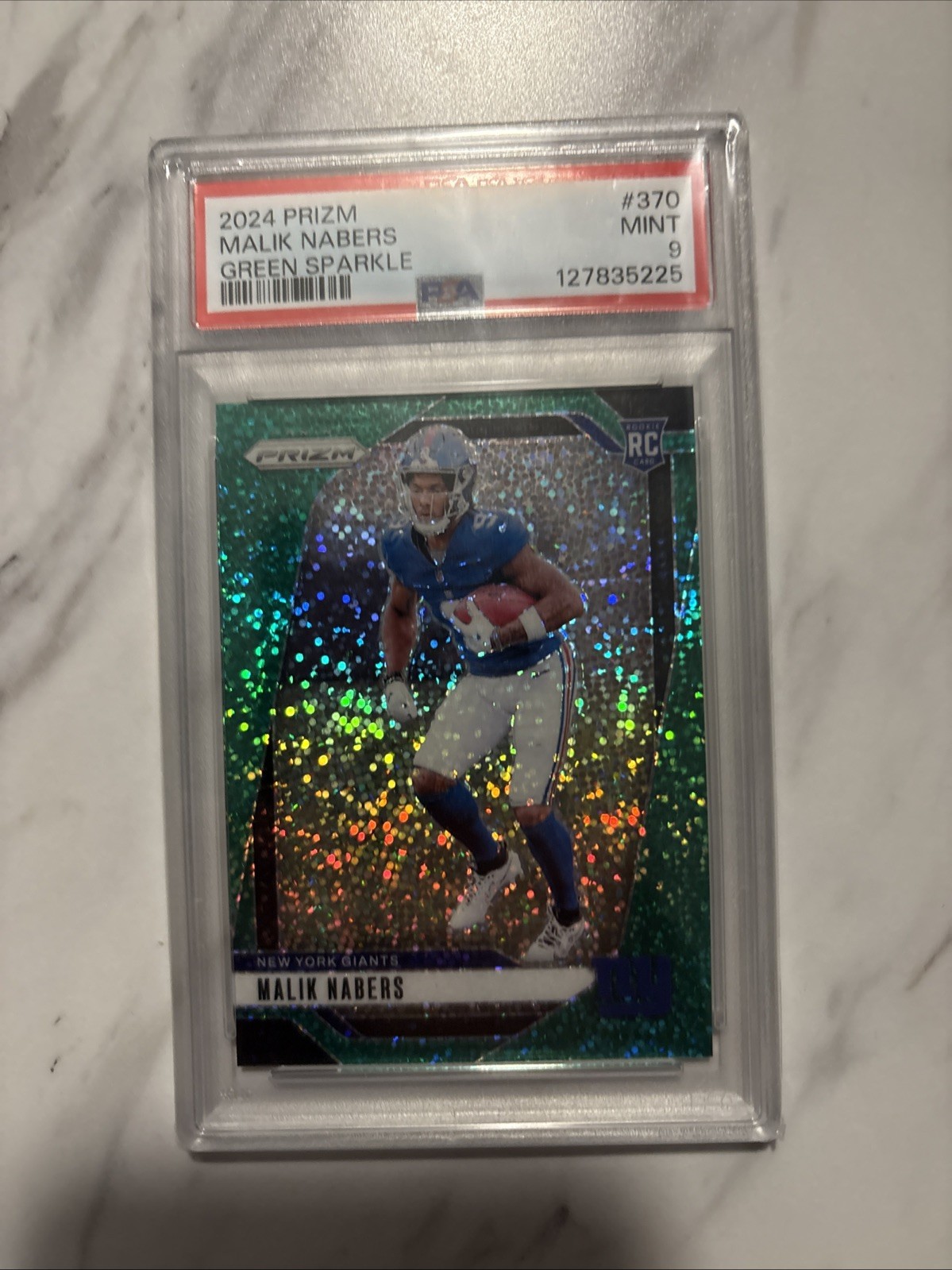 Malik Nabers 2024 Panini Prizm RC Rookie Green Sparkle #370 New York Giants 4/8