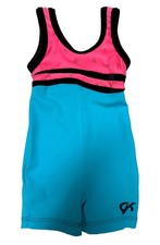 GK Elite Biketard Unitard leotard Pink Hearts/blue/shorts 2t/3t