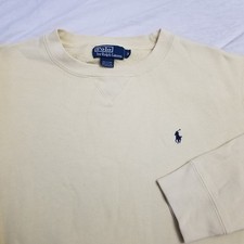 Vintage Polo Ralph Lauren Sweatshirt Mens Small Yellow Crewneck 90s Pony Logo