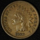 1880 1C Indian Head Cent - Free Shipping USA