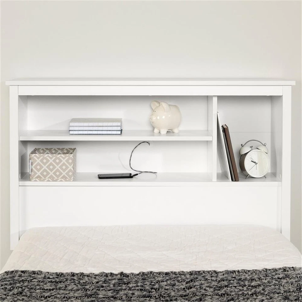 Cabecero librero South Shore Gramercy doble blanco puro Foto 3 de 4