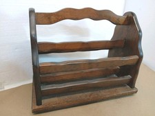  Wood Magazine Rack Book Holder w/ Slatted Sides Vinyl Record Holder MCM 