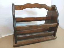  Wood Magazine Rack Book Holder w/ Slatted Sides Vinyl Record Holder MCM 