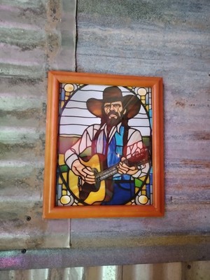 Johnny Paycheck Outlaw Country Stained Glass Style Framed Art Print