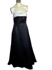 Niki by Nicki Livas Vintage Women's Black with White Trim Formal Gown Size 12
