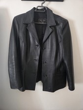 VINTAGE Genuine Black Leather Jacket - Size 4...