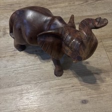 Large Wooden Elephant Missing Tusks