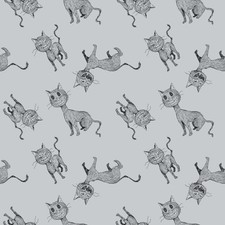 Feline Drive Fabric SCAREDY CATS Gray Halloween Riley Blake - Sold by the Yard