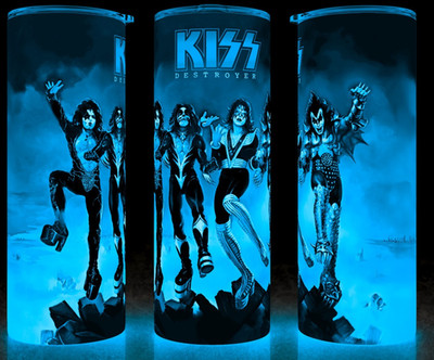 Glow in the Dark KISS - Destroyer - Hard Rock Music Cup Mug Tumbler 20oz