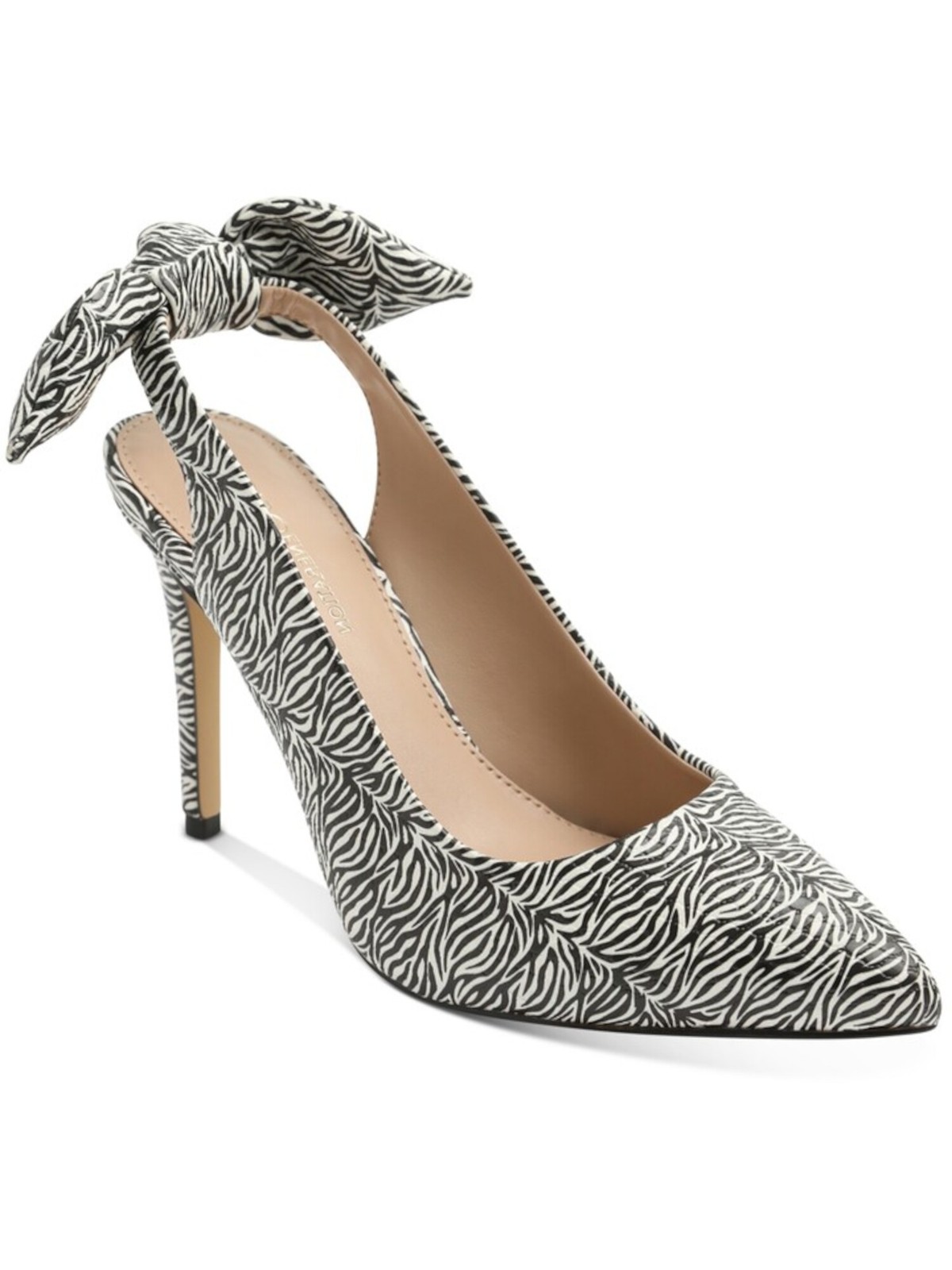 BCBGENERATION Womens Black Zebra Slingback Knotted Bow Henaya Stiletto Pumps 6 M 6590₽