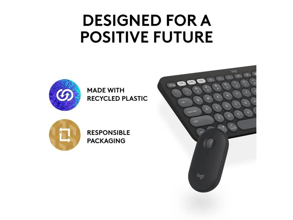 Logitech Pebble 2 Combo Wireless Quiet Keyboard and Mouse, Customisable, Logi - Image 2 of 4