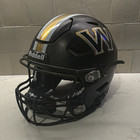 Riddell Black Matte Full Face Football Helmet w/ Facemask Gold/White Stripe W — photo 1