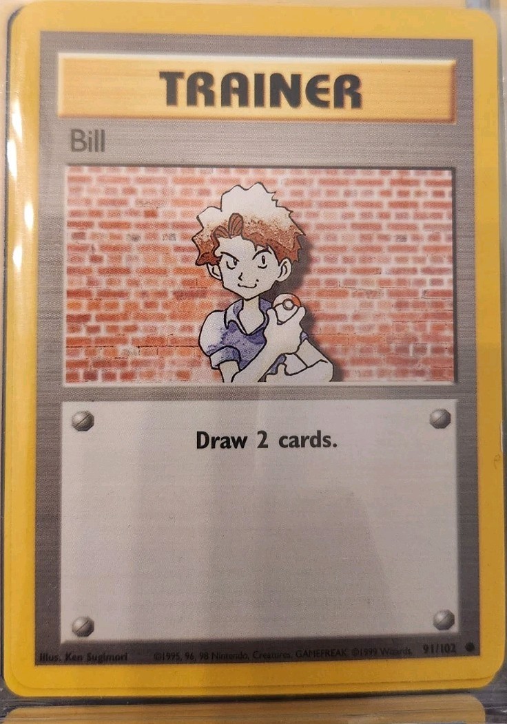 Bill Trainer Card 91/102 – 1999 Pokémon Base Set – WOTC – Vintage – NM