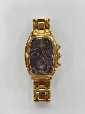 Balmain Arcade Chronograph Rose Gold Plate 30mm Ladies Watch NEW BATTERY WORKS