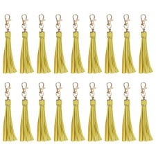 18pcs PU Leather Keychain Tassels 5.9" Key Chain Tassels Light Yellow