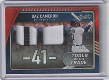 DAZ CAMERON 2022 ABSOLUTE BASEBALL PLAYER USED DUAL RELIC # 35/99 TIGERS