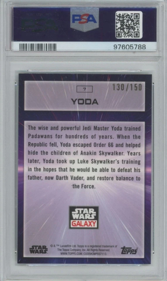 2022 TOPPS CHROME STAR WARS GALAXY Atomic REFRACTOR #7 YODA /150 PSA 10 - Image 2 of 2