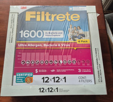 (4 Pack) Filtrete 12x12x1 Ultra Allergen 2X Bacteria & Virus Filter (1600 MPR)