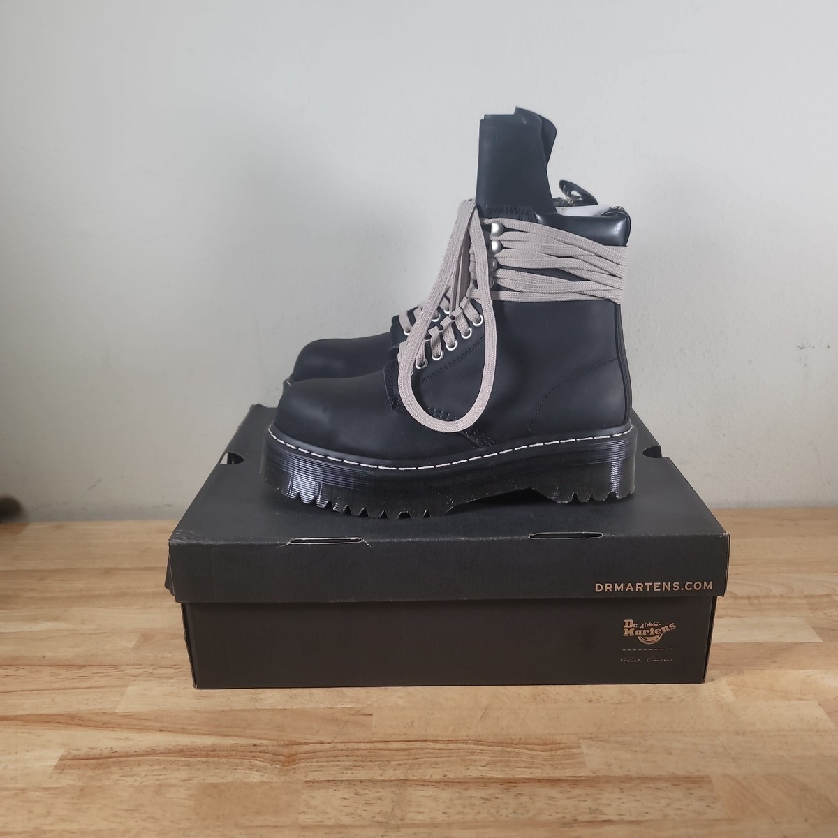 Rick Owens Dr Martens Quad Sole Steel Toe Boot 41819001 Mens Size