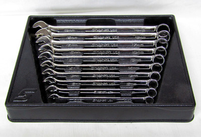 Snap-on 10-pc 12-pt Flank Drive Plus Combo Wrench Set Metric, 10mm-19mm, SOEXM