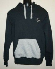 Sergio Tacchini "SHAWN" Black Gray Embroidered Logo Hoodie Sweatshirt Size M