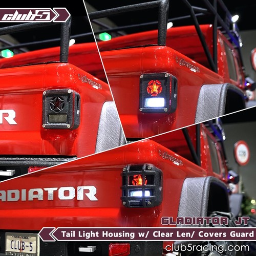Tail Light Housing w/ Lens and Armor Guards for SCX10 III Jeep JT Gladiator - Picture 3 of 12