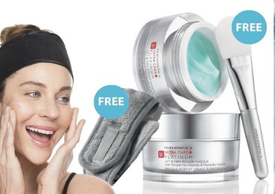 4 Items Nutrimetics Ultra Care+ Platinum Lift & Firm Power Masque Brush Headband