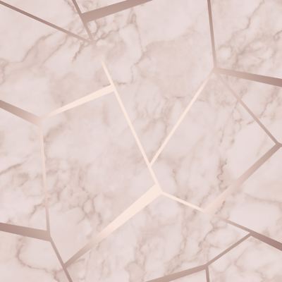 FRACTAL GEOMETRIC MARBLE WALLPAPER ROSE GOLD / PINK - FINE DECOR FD42264