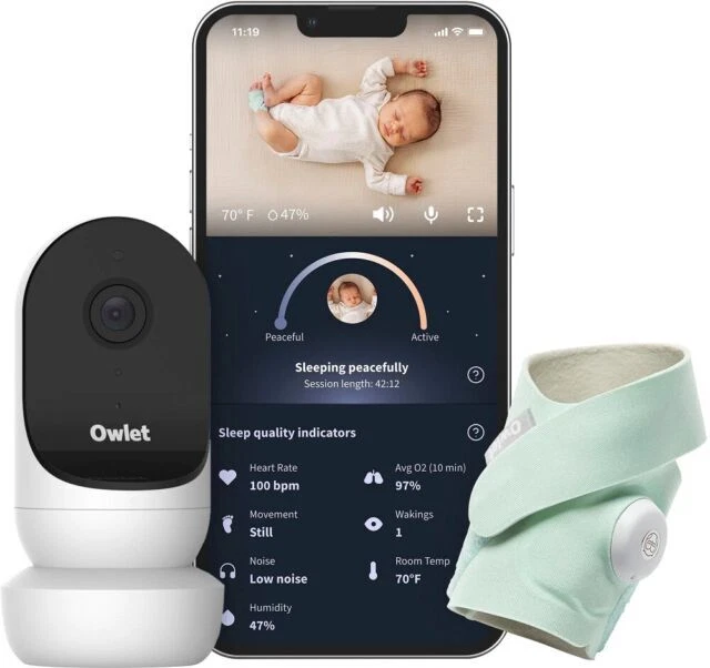 Owlet Dream Duo Gen 2 Smart Baby Monitor Bundle Dream Sock & Camera