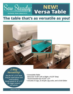 SINGER (older models) Sew Steady Versa Table 16  x 13.5  or Extend to 16  x 27 