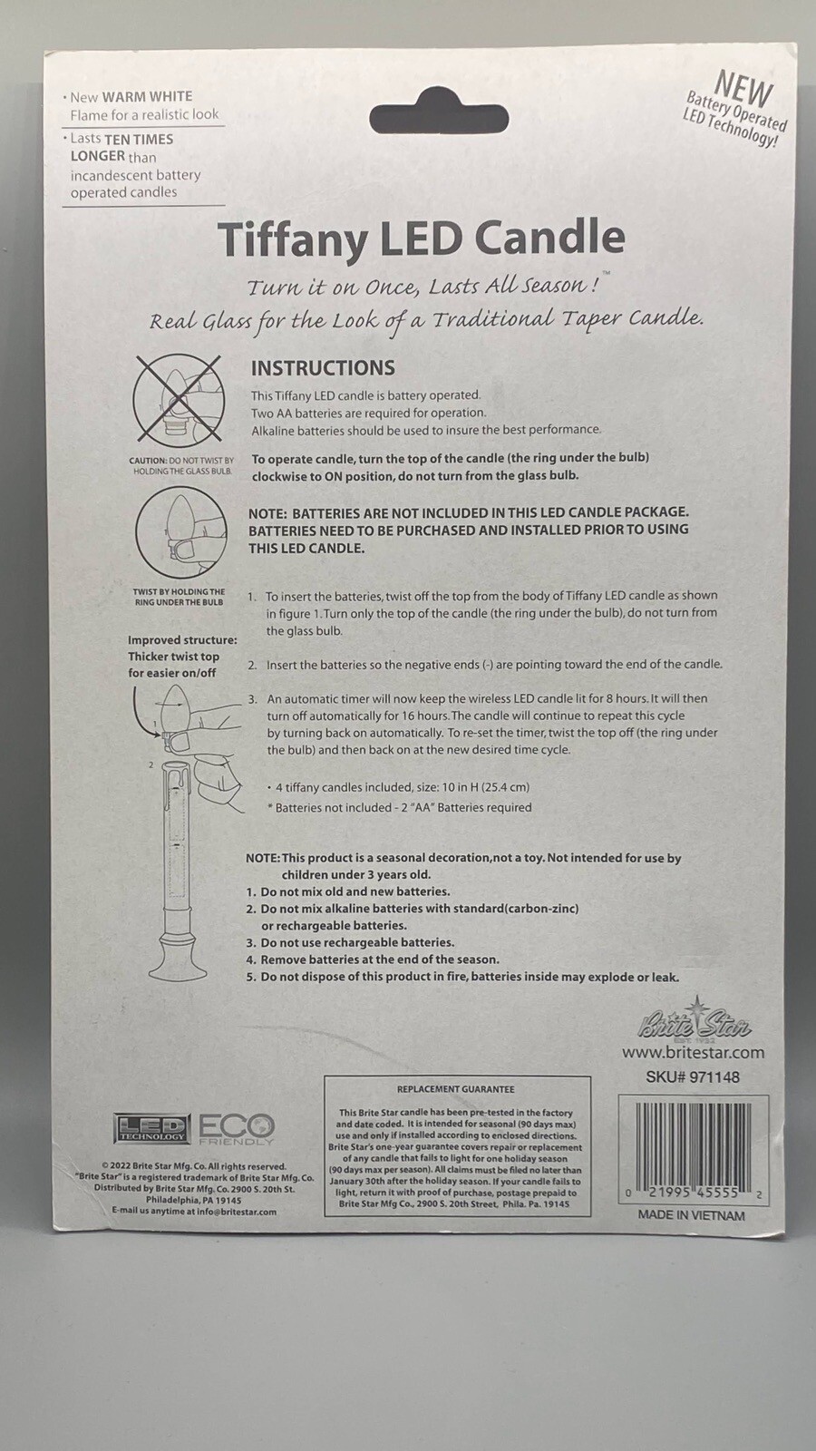 Brite Star LED Tiffany Candle 8 Hour Auto Timer Wireless New eBay