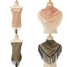 Shiny Sequin Tassel Triangular Scarf for Women Fashion Dance Scarf Party Shawl