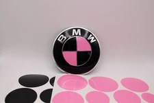 Black and Pink Emblem Overlay Stickers For BMW  E36 E38 E39 E46 E60 E63 M3