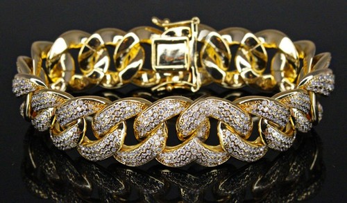Ice Out 18MM Miami Cuban Link Bracelet 14k Gold Finish Bling Down MASSIVE - Picture 2 of 12