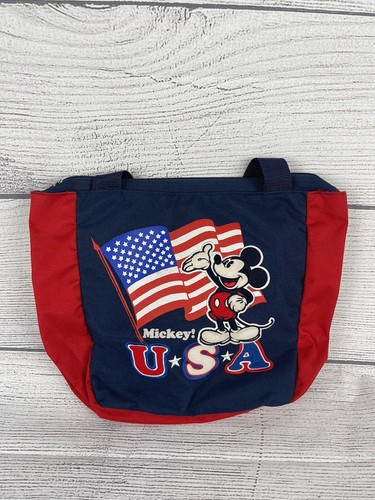 MICKEY MOUSE, MEDIUM Canvas Denim Bag/ Tote American Dream USA Flag/Embroidered - Picture 2 of 8