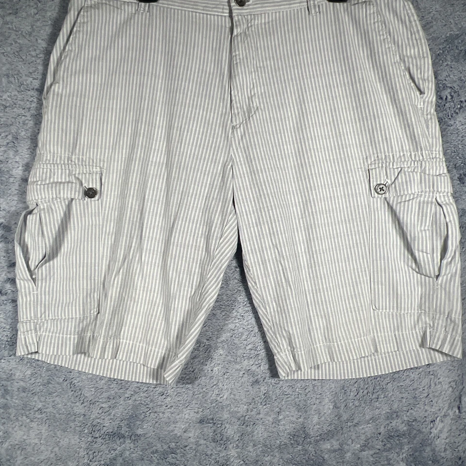 Мужские белые/серые/синие клетчатые шорты-карго Calvin Klein 100% хлопок размер 36 - Изображение 4 из 4