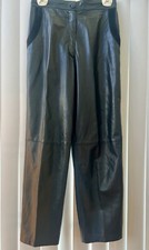Jenny Stanley Korshak Vintage Black Leather Pants With Suede Trim