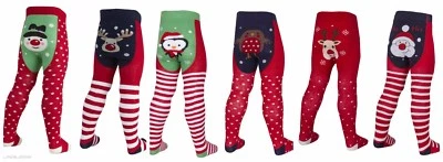 TICK TOCK BABY GIRLS XMAS CHRISTMAS TIGHTS ROBIN REINDEER SNOWMAN SANTA 0-6-12-18-24 MNTHS
