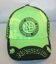 Nassau Bahamas Green/Black Embroidered Adjustable Strap Back Cap Hat - Pre-Owned
