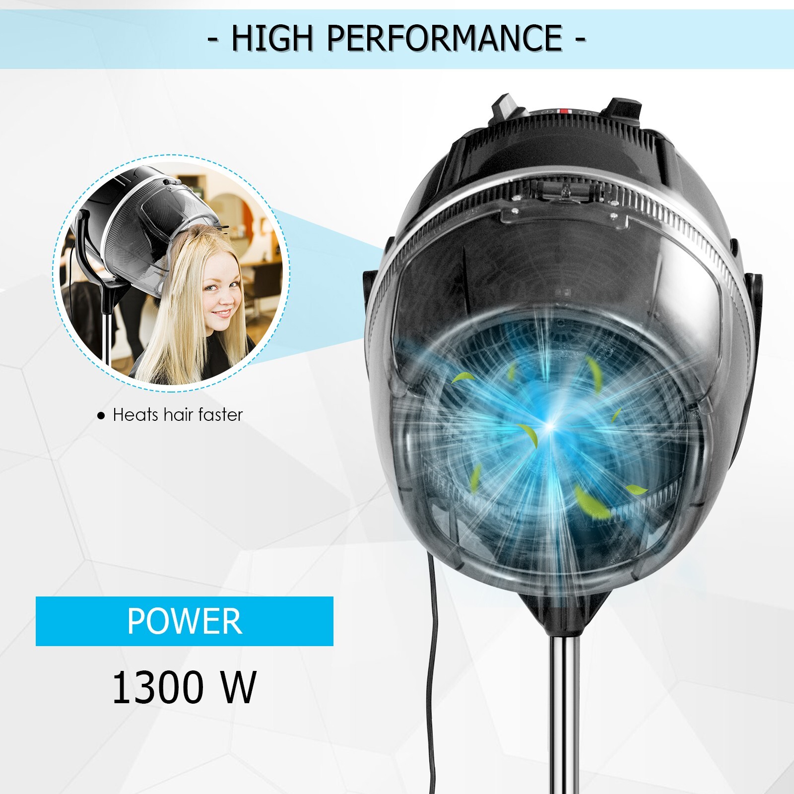 Standup Hair Dryer Professional Hooded Hairdryer w/Timer & Temperature