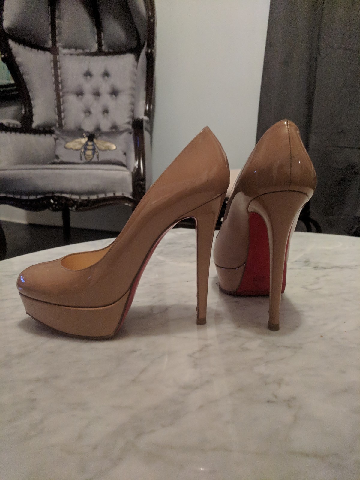 beige platform heels