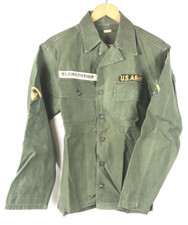 Korean / Vietnam US Army Military Shirt Jacket Green Uniform Vintage Patches