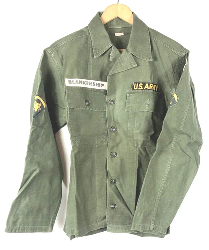 Korean / Vietnam US Army Military Shirt Jacket Green Uniform Vintage Patches