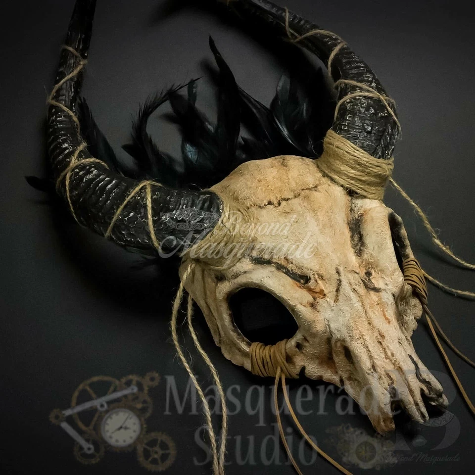 Unisex Ancestral Horned Demon Animal Skull Headdress Decoration Masquerade Mask - Image 4 of 4